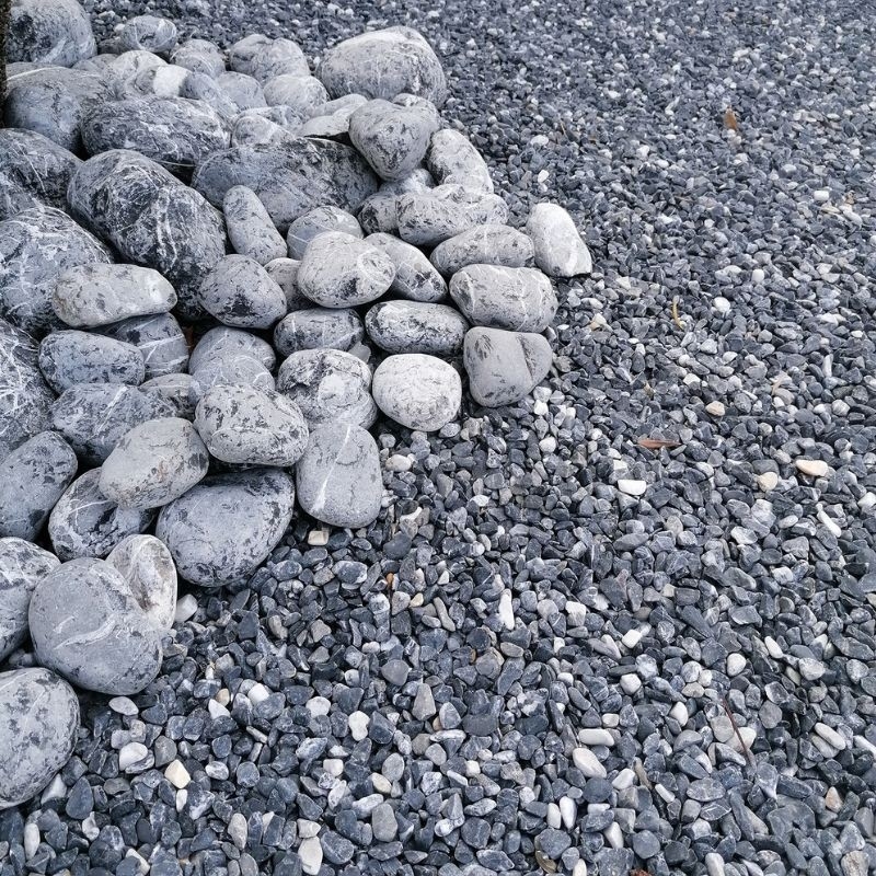 Galet marbre roulé nero/white 8 - 12mm, Big Bag d'1 Tonne