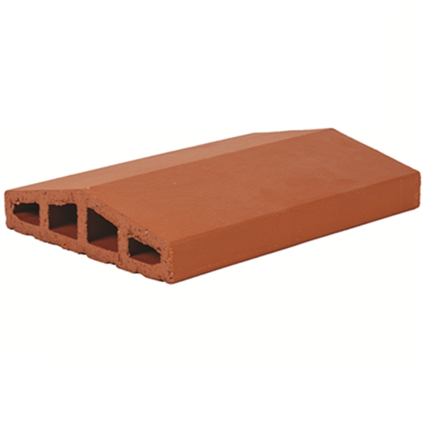 Couvertine de mur terre cuite rouge, 2 pentes, L.40 x l. 28 x h. 7,5 cm