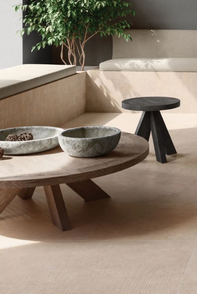 Carrelage intérieur imitation travertin beige, format 60x120 cm, ép.9mm