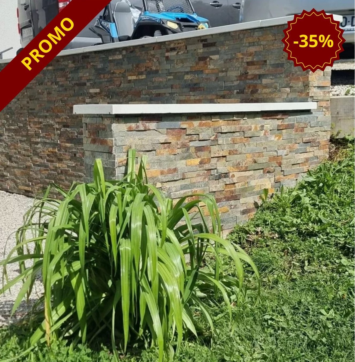 Plaquette en pierre naturelle ardoise multicolore, forme Z, L55xl15xep.1,5 à 2.5