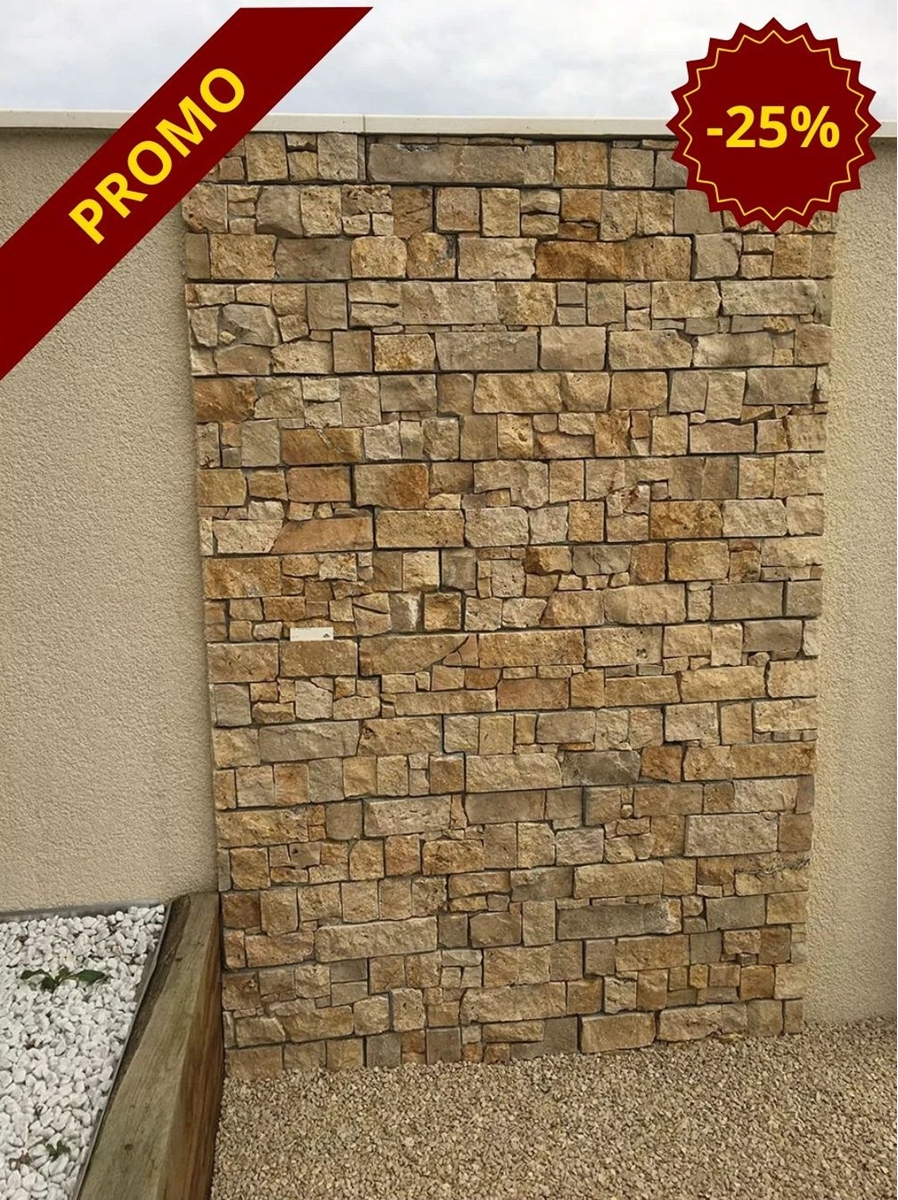 Plaquette en pierre naturelle calcaire beige, format Z, L.55 x l.20 x ep. 4 à 5cm