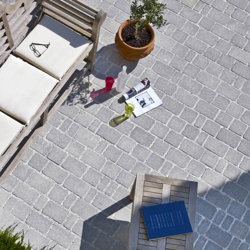 Pavés multi formats tepia finition martelée, ep. 6cm