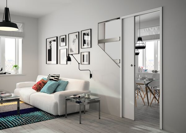 Châssis pour porte à galandage avec amortisseurs hydrauliques, Sogal Confort