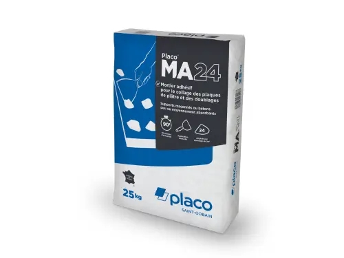 Mortier adhésif MA24 pour doublage placo collé, sac de 25 kg
