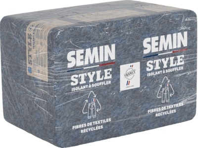 Isolant style pour comble en fibres textiles recyclées, à souffler, sac 12,5kg