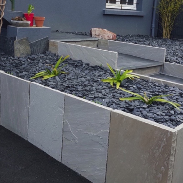 Palis en grès d'inde kandla, couleur gris, Ep. 3 à 5 cm