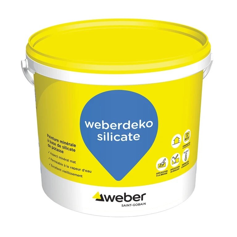 Peinture spéciale façade, Weberdeko peinture silicate, seau de 15 litres
