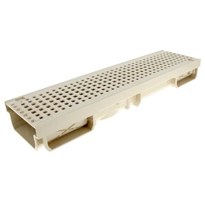 Grille pour piscine et caniveau en PVC, couleur sable, L.50 x l.12,8 x ép. 2 cm