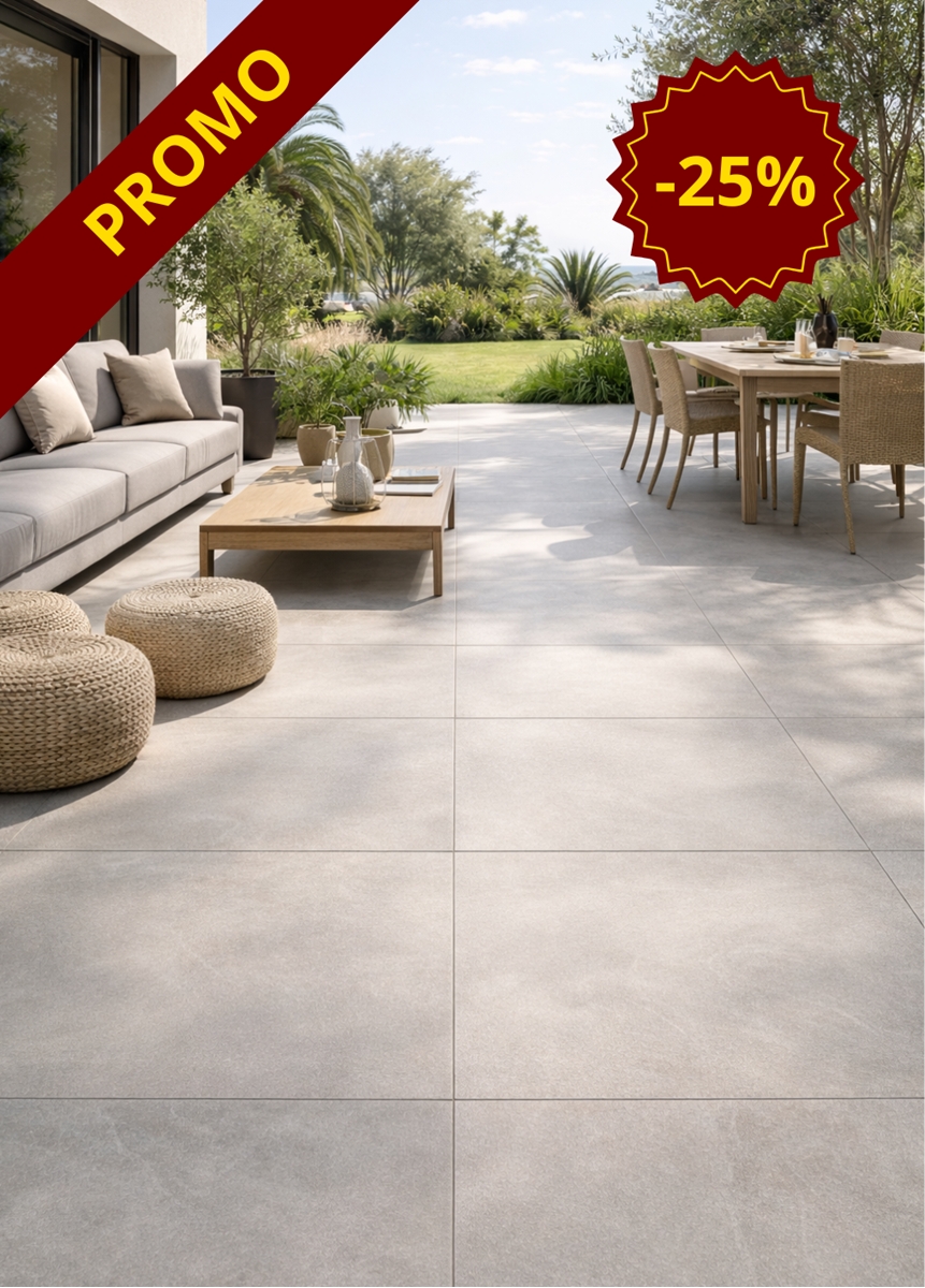 Carrelage extérieur série Colovers, aspect résine, 80 x 80 x 2 cm