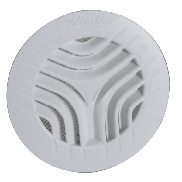 Grille ronde d'aération en PVC, pour PVC diam.100, incluant moustiquaire