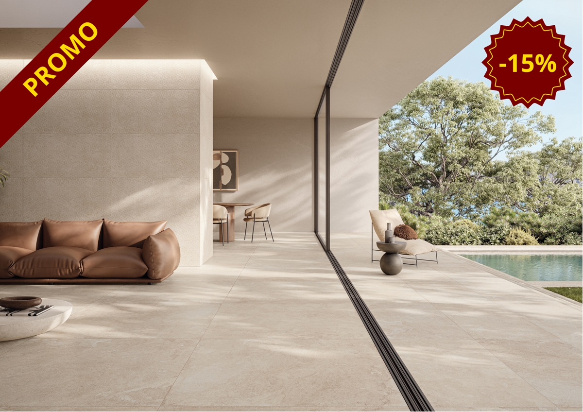 Carrelage extérieur, série Ground, couleur beige, L.60 x l.60 x ép.2 cm