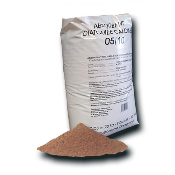 Absorbant granulé minéral terre diatomée, sac de 20 kg