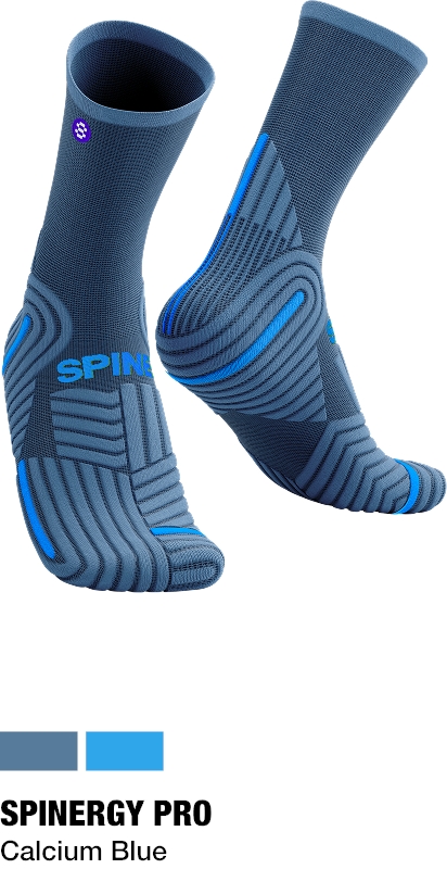 Chaussettes mi-hautes bleues/grises spinergy pro