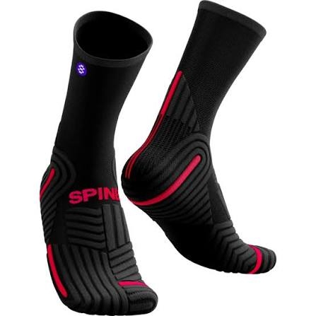 Chaussettes mi-hautes noires/rouges spinergy pro