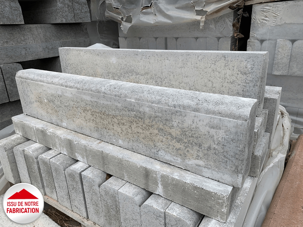 Bordure béton pour parking P1, L.100 x l.8 x ht.20 cm