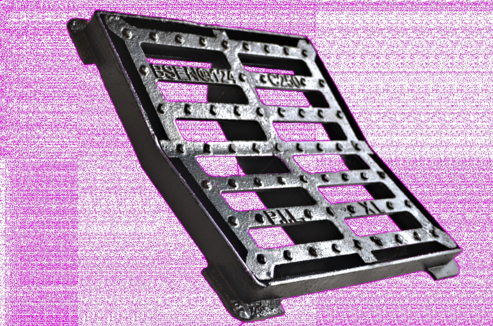 Grille concave + cadre, fonte noire, C250, PMR