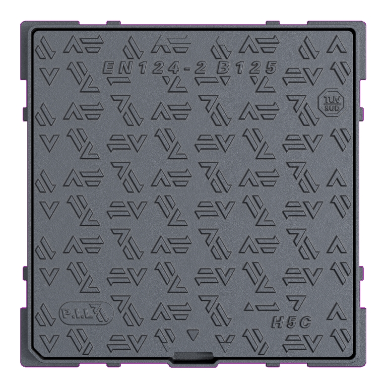 Regard hydraulique carré de trottoir, fonte noire, B125