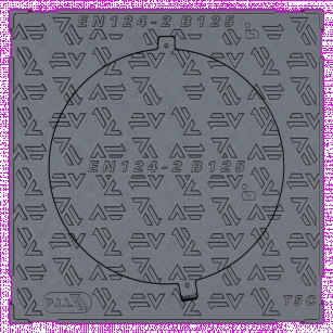 Regard de trottoir rond à cadre carré, fonte noire, B125