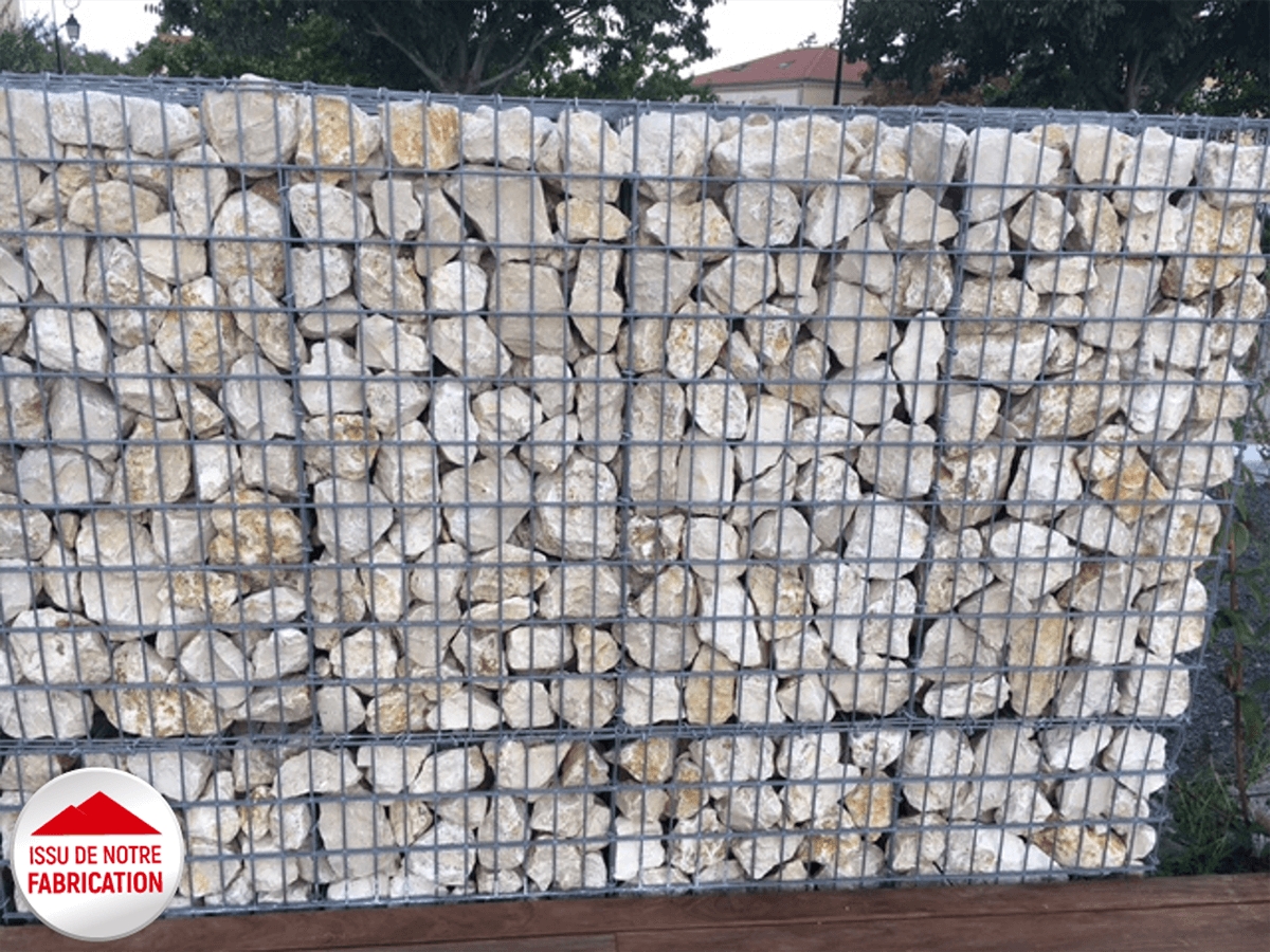 Gabion pré rempli et prêt à poser, pierre concassée beige 80 -160 mm
