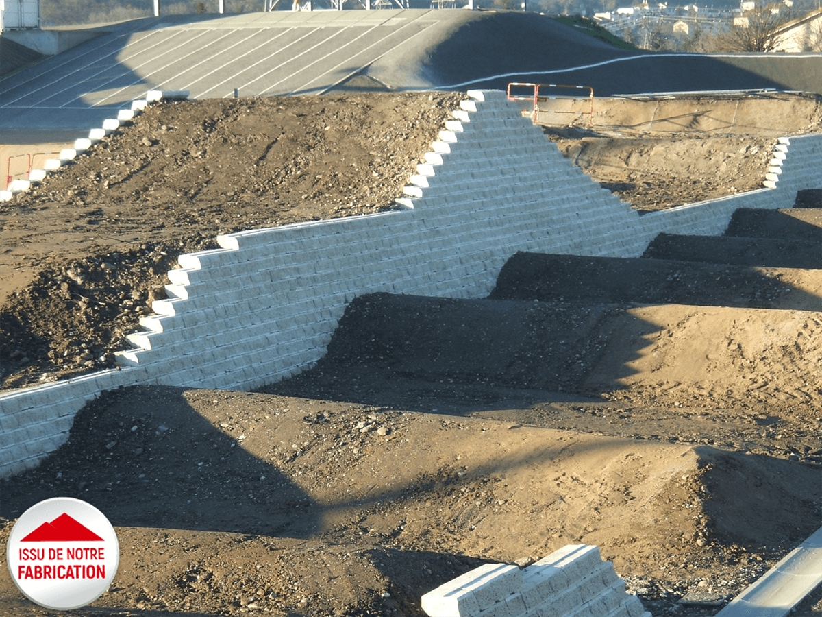 Bloc de soutènement béton décoratif Mégalyr, L.29 X l.25 X ht.15 cm