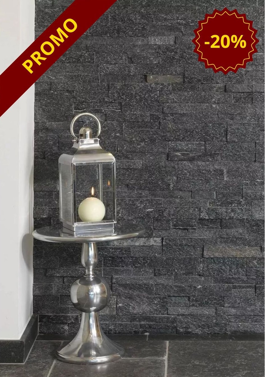 Plaquette en pierre naturelle Quartz noir, format Z ht15 x lg.60 x ép1,5 à 2,5cm