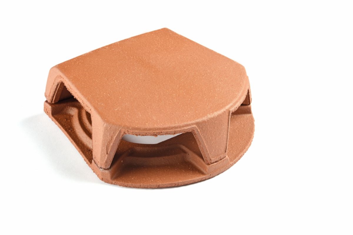 Lanterne bi section en terre cuite, couleur rouge