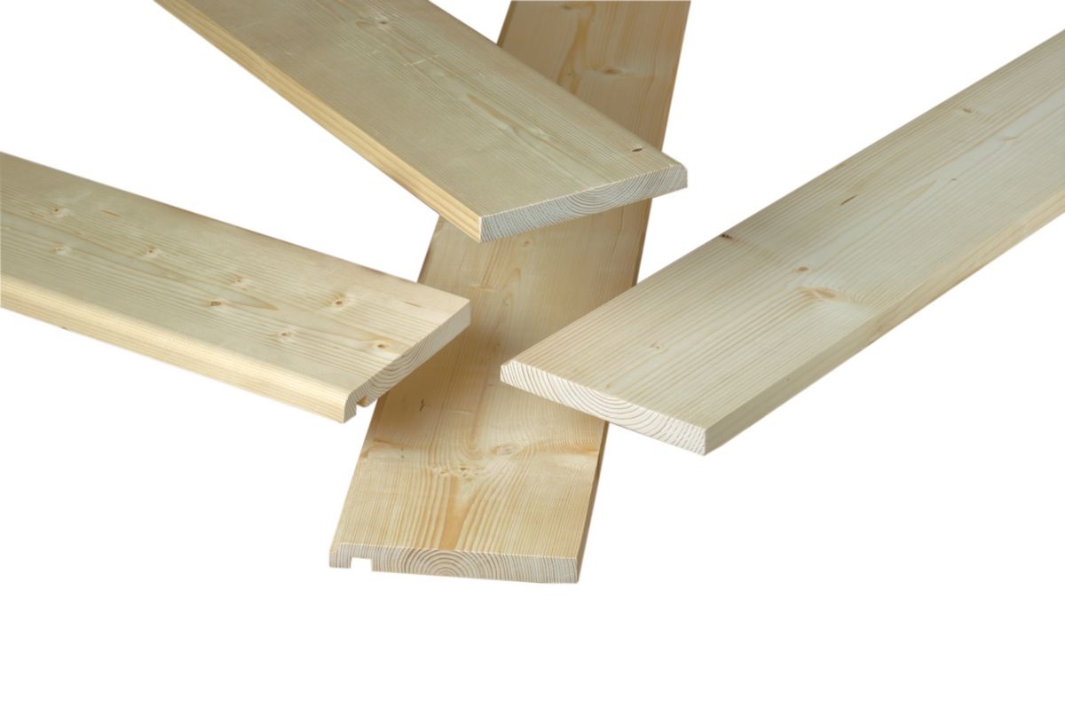 Planche de rive en bois sans rainure et avec gorge, 21x220 mm