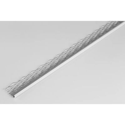 Profilé bas d'enduit avec jonc PVC, blanc, ép. 15 mm, long. 3 ml