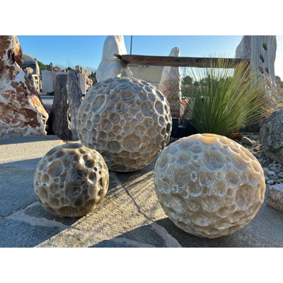 Sphère décorative en pierre naturelle, aspect planète
