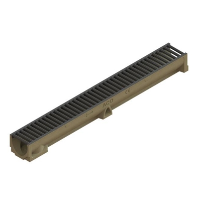 Caniveau béton polymère ACO Self, ht.95 mm, grille gris anthracite