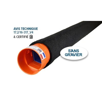 Drain 3 en 1 Batifibre SN4 enrobé en fibre polypropylène, diam. 90mm x L. 2.5 m