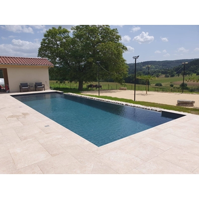 Carrelage extérieur imitation travertin Astrum, opus romain, ép 2 cm