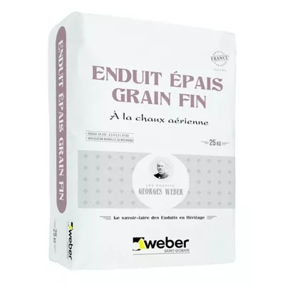Enduit épais de façade pour rénovation, Weber, sac de 25kg