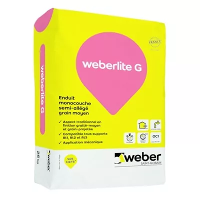 Enduit de façade colore WEBER LITE G, Weber, sac de 25 kg