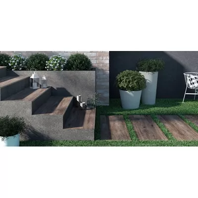 Carrelage extérieur aspect parquet bois, série Grenwood, L.40 x l. 120 x ép.2 cm