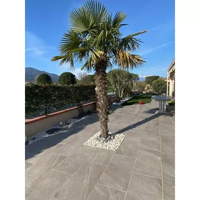 Carrelage extérieur aspect pierre naturelle, gris/beige, L.90 x l. 45 x ép.2 cm