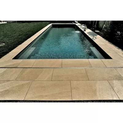 Carrelage extérieur aspect pierre naturelle, ton pierre, L.90 x l. 45 x ép.2 cm