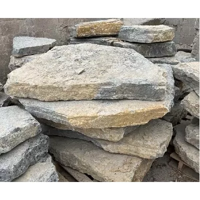 Marche palière en grès naturel, jaune/gris nuancé, ép.15/17 cm format variable