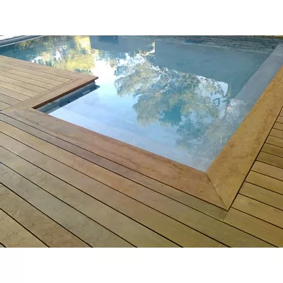 Margelle en bois exotique IPE, 2 faces lisses, L4.6 m x l.29 x ép.3.8 cm