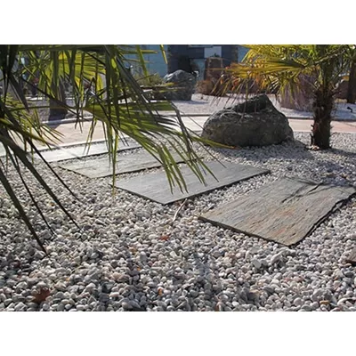 Pas japonais en schiste noir avec aspect rustique, ép.3/7 cm