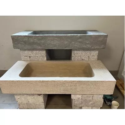 Vasque en pierre naturelle Francaise, coloris gris