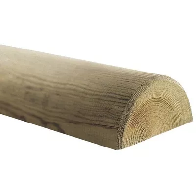 1/2 rondin en pin traite, diam. 12 cm