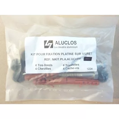 Kit de fixation 4 chevilles pour platines aluclos pour muret arrondi ou plat