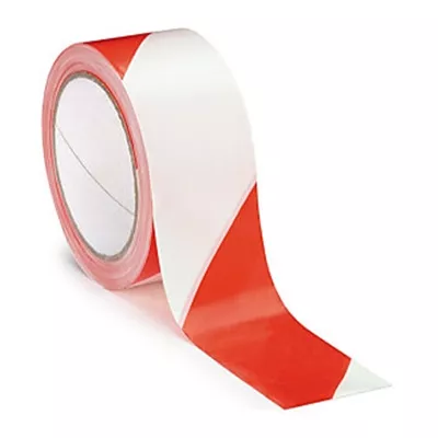 Ruban de chantier, couleur blanc et rouge, long.100 m x larg.50 mm