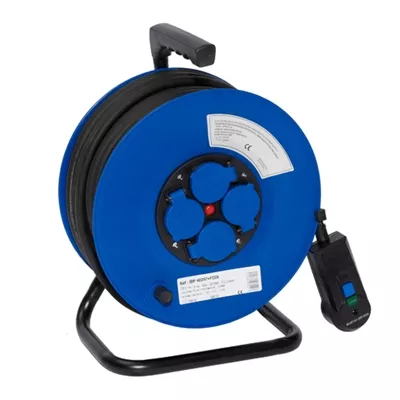 Enrouleur électrique, 4 prises, couleur bleu