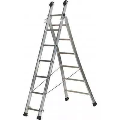Echelle transformable à base évasée - 2 plans - longueur repliée 2.5m