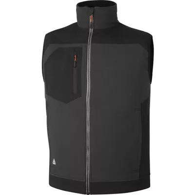 Gilet Softshell (tissu déperlant) en polyester, couleur gris/noir