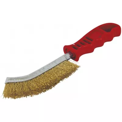 Brosse métallique convexe en acier laitonnée