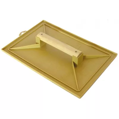 Taloche en plastique jaune avec poignée bois, 28x41 cm