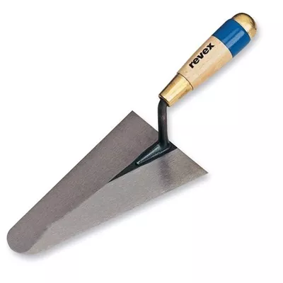 Truelle ronde italienne, acier trempe, manche bois, long.200 mm